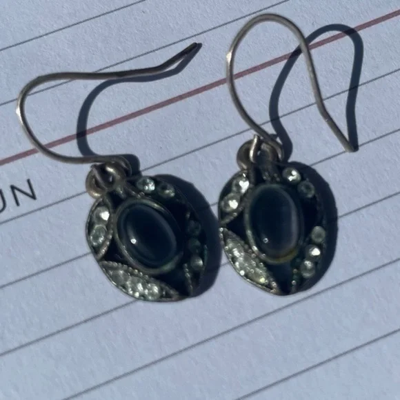 Sterling Silver Grey CZ Tumbled Purple Stone Dainty Earrings - Picture 5 of 5